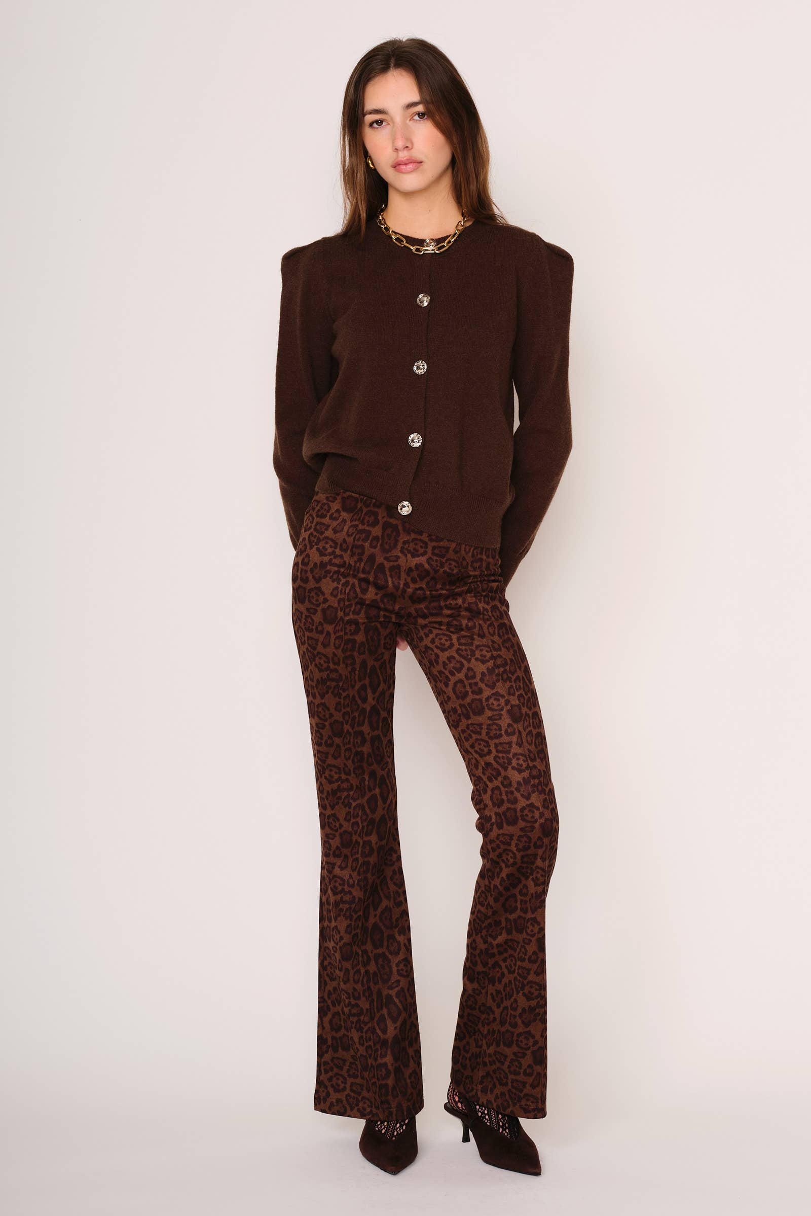 FALL BRUSEHD SUEDE LEOAPARD FLORIANA PANT