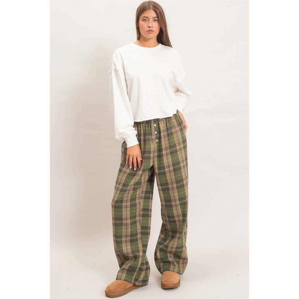 Plaid Wide-Leg Pants