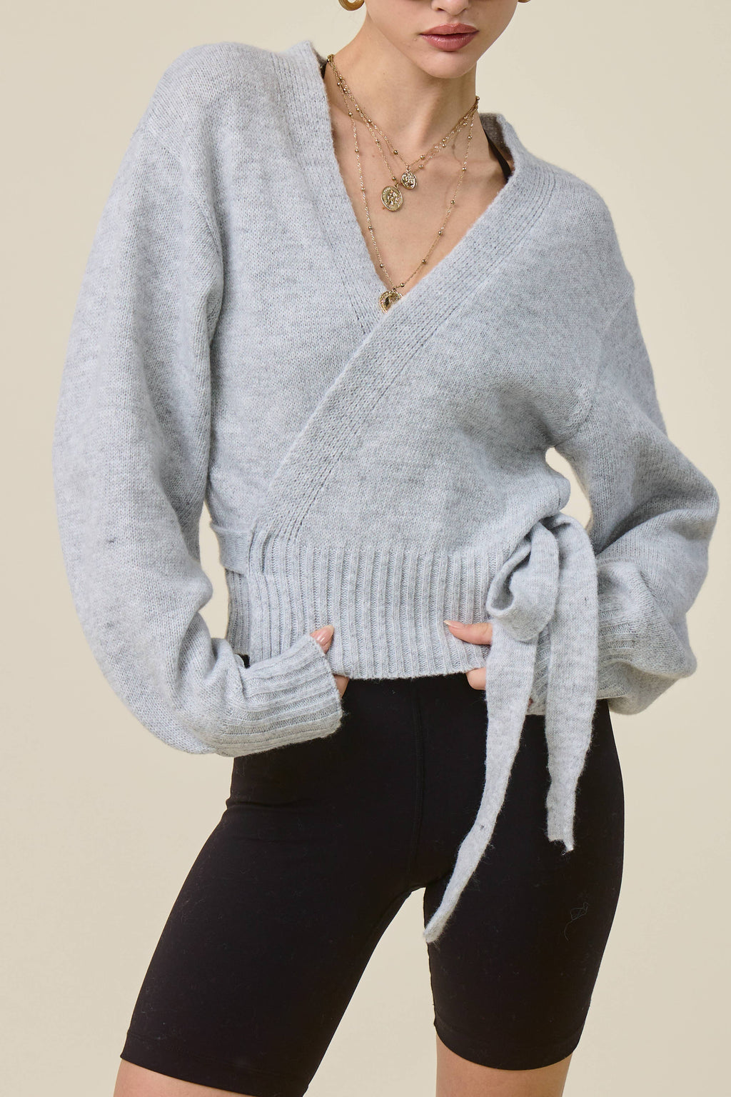 Wrap Tie Knit Sweater