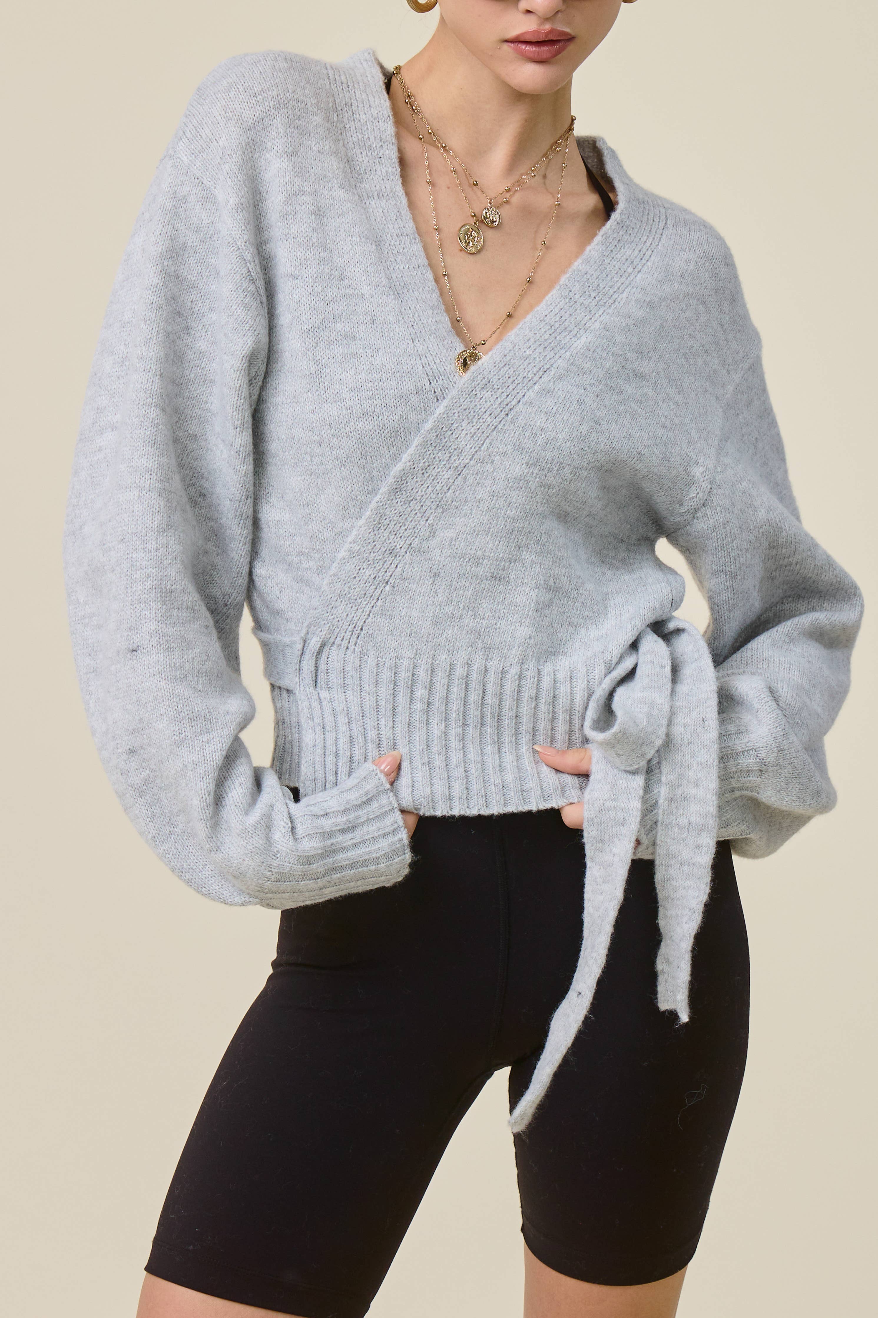 Wrap Tie Knit Sweater