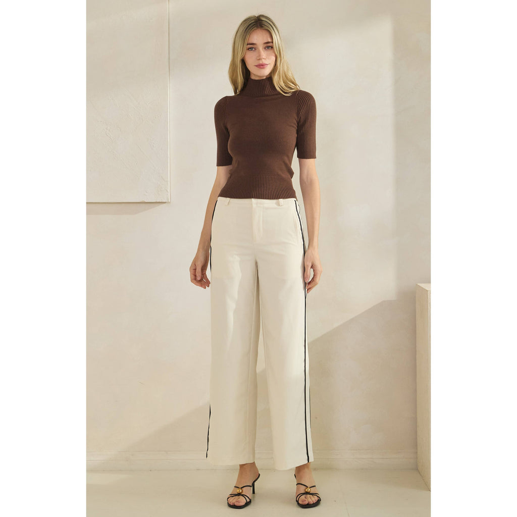 Short Sleeve Mock Neck Sweater Top