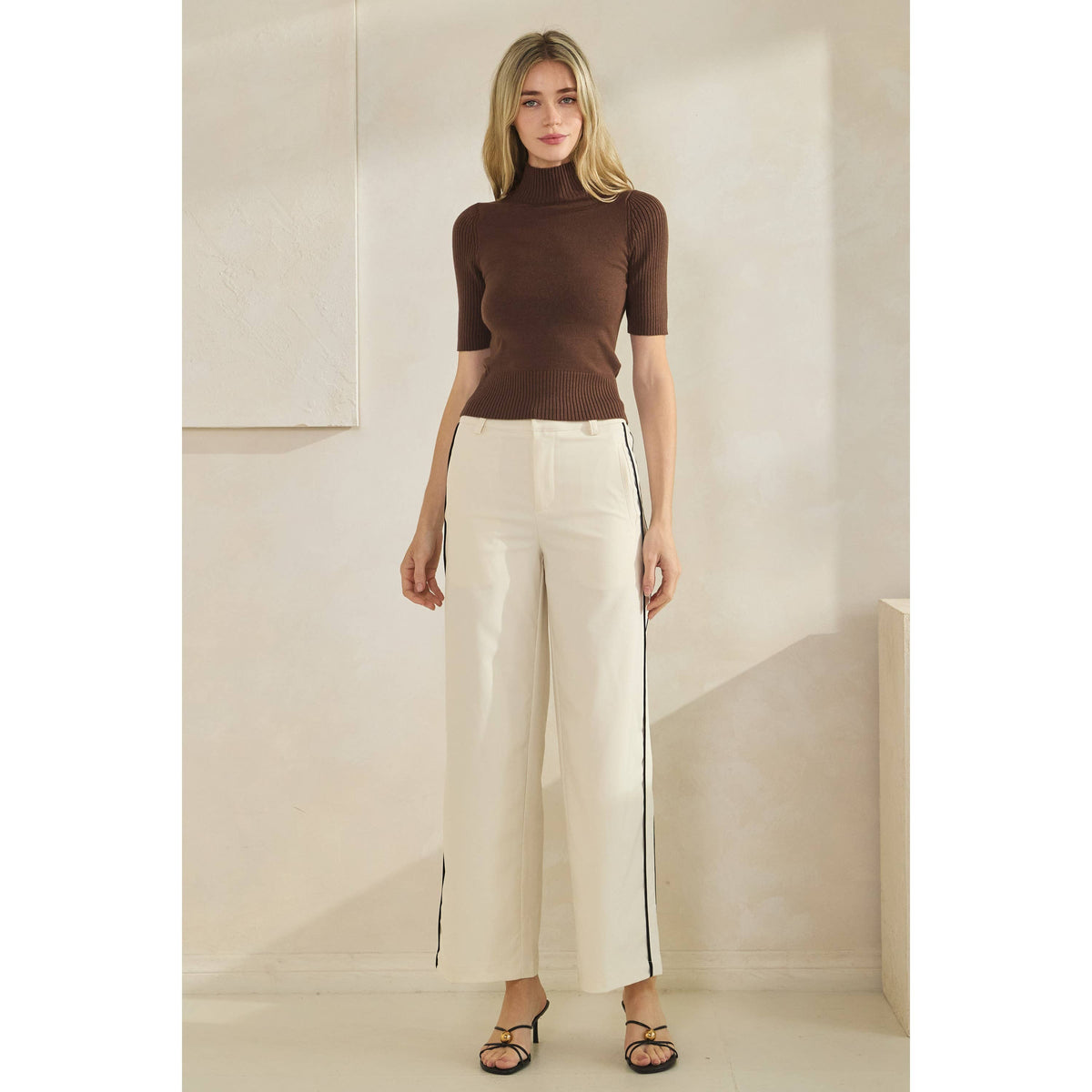 Short Sleeve Mock Neck Sweater Top