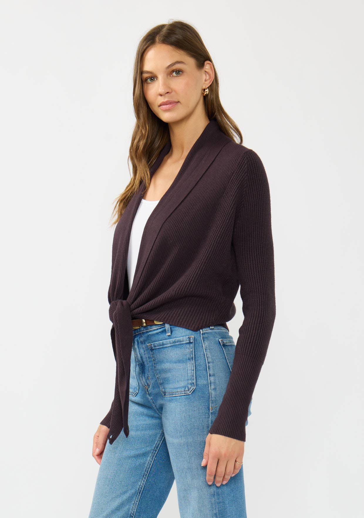 Waffle Knit Long Cozy Wrap Top