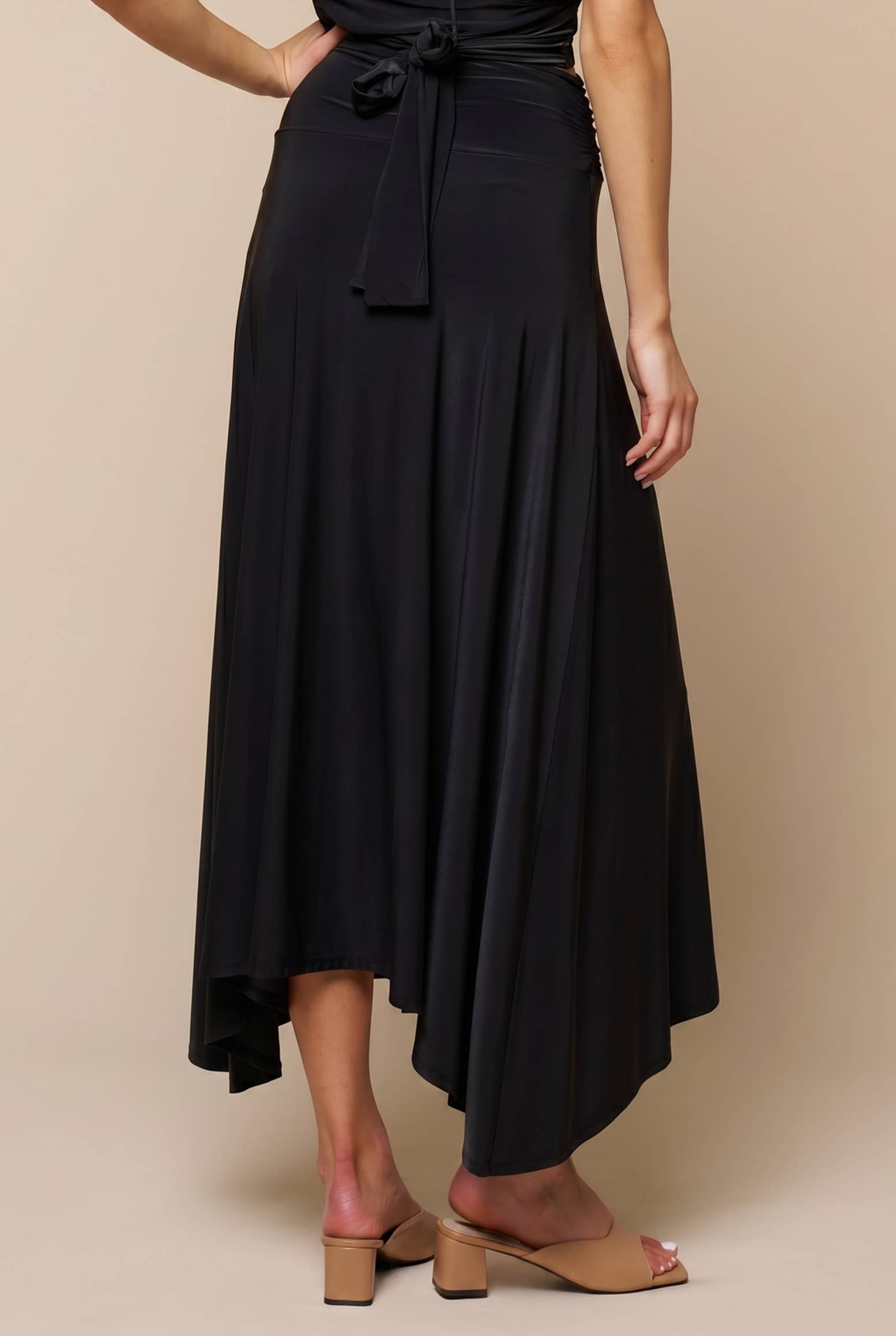 Flowy Golden Buckle Maxi Skirt