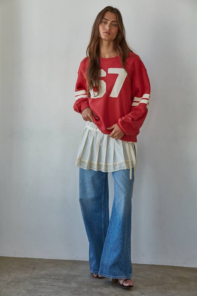 L8598T | Knit Cotton French Terry Crew Neck Pullover