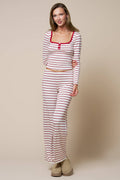 Stripe Long Sleeve Lounge Pant Set