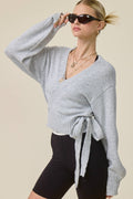 Wrap Tie Knit Sweater: Heather Grey