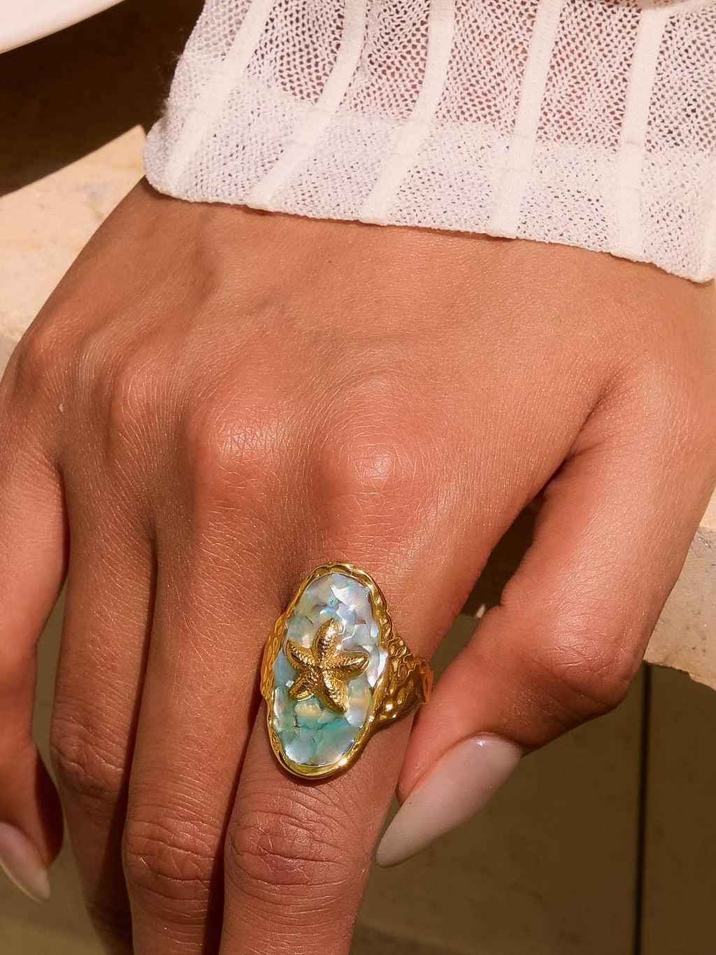 Keshet 18K Gold Non-Tarnish Starfish Ring