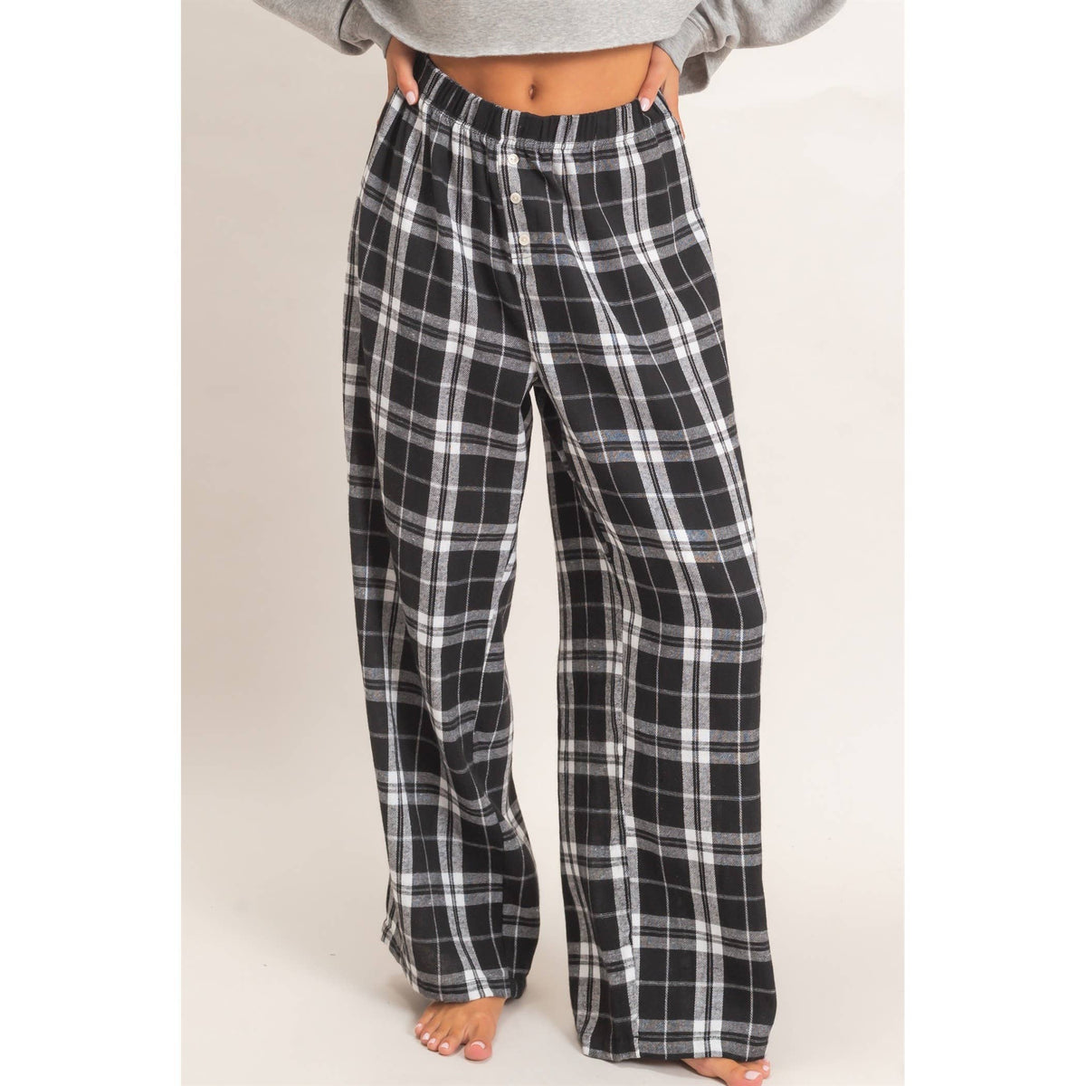Plaid Wide-Leg Pants