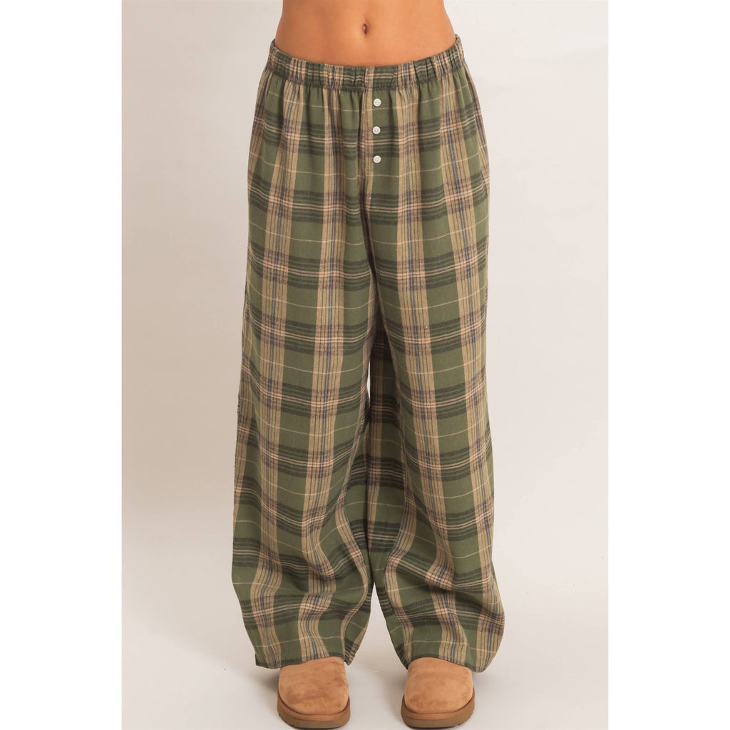 Plaid Wide-Leg Pants