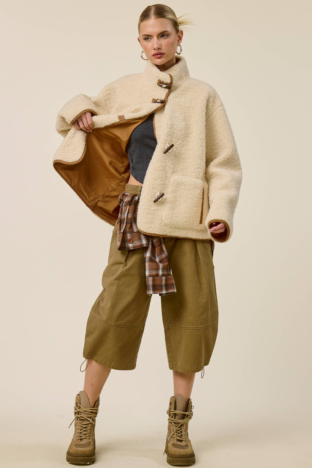 Carmel Sherpa Toggle Button Jacket