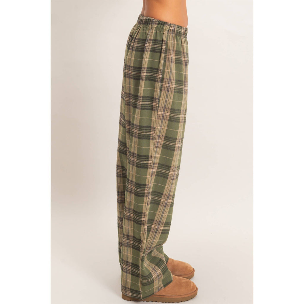 Plaid Wide-Leg Pants