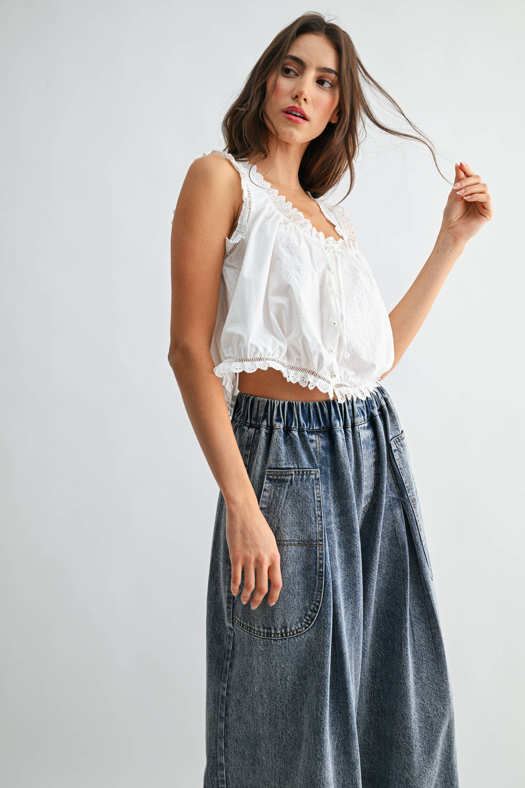 Embroidered Broderie Anglaise Cotton Top