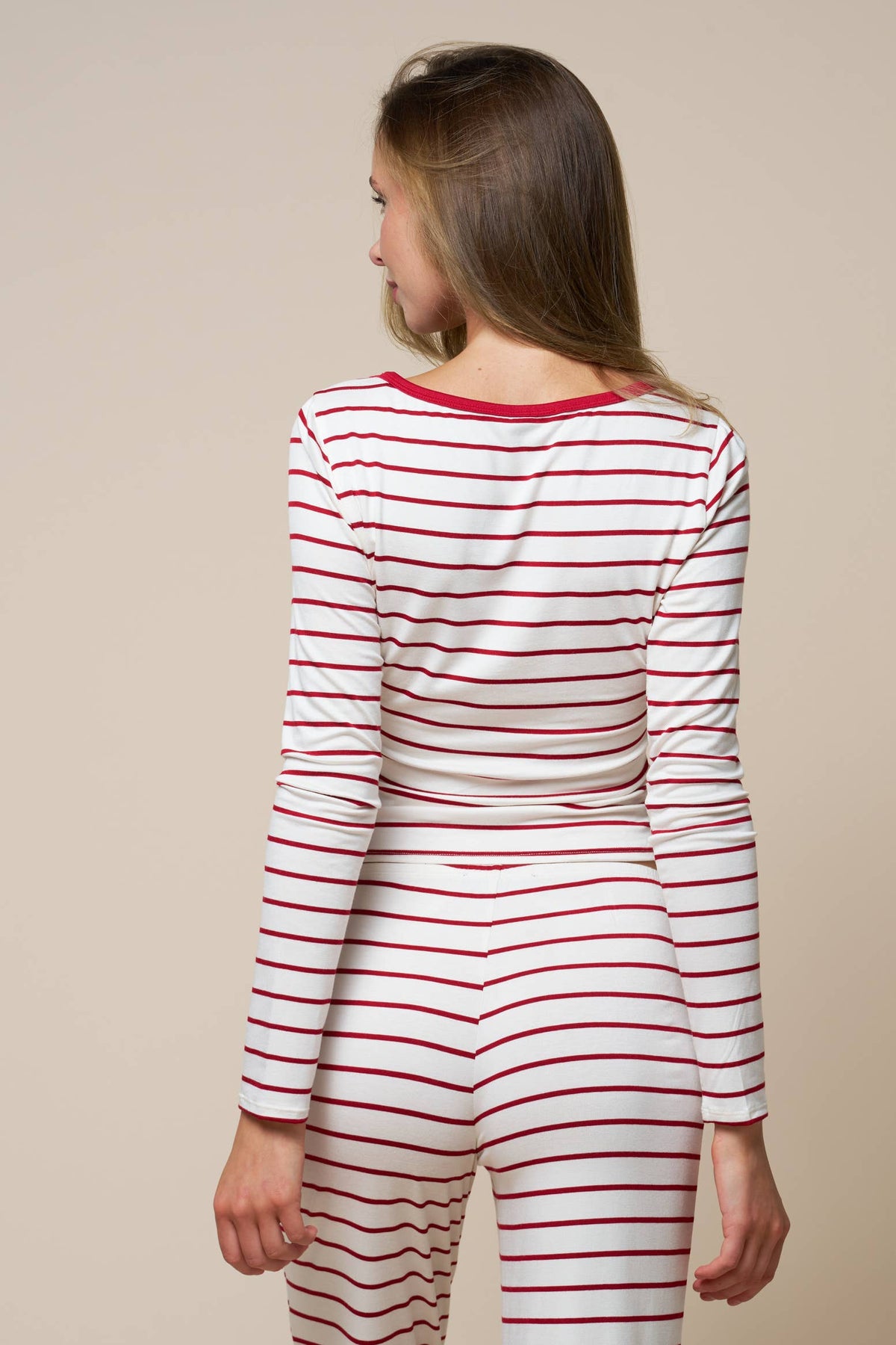 Stripe Long Sleeve Lounge Pant Set