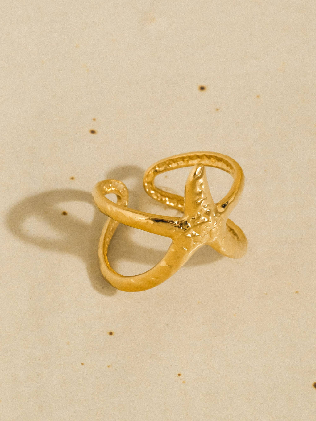 Maui 18K Gold Non-Tarnish Starfish Wrap Open Ring