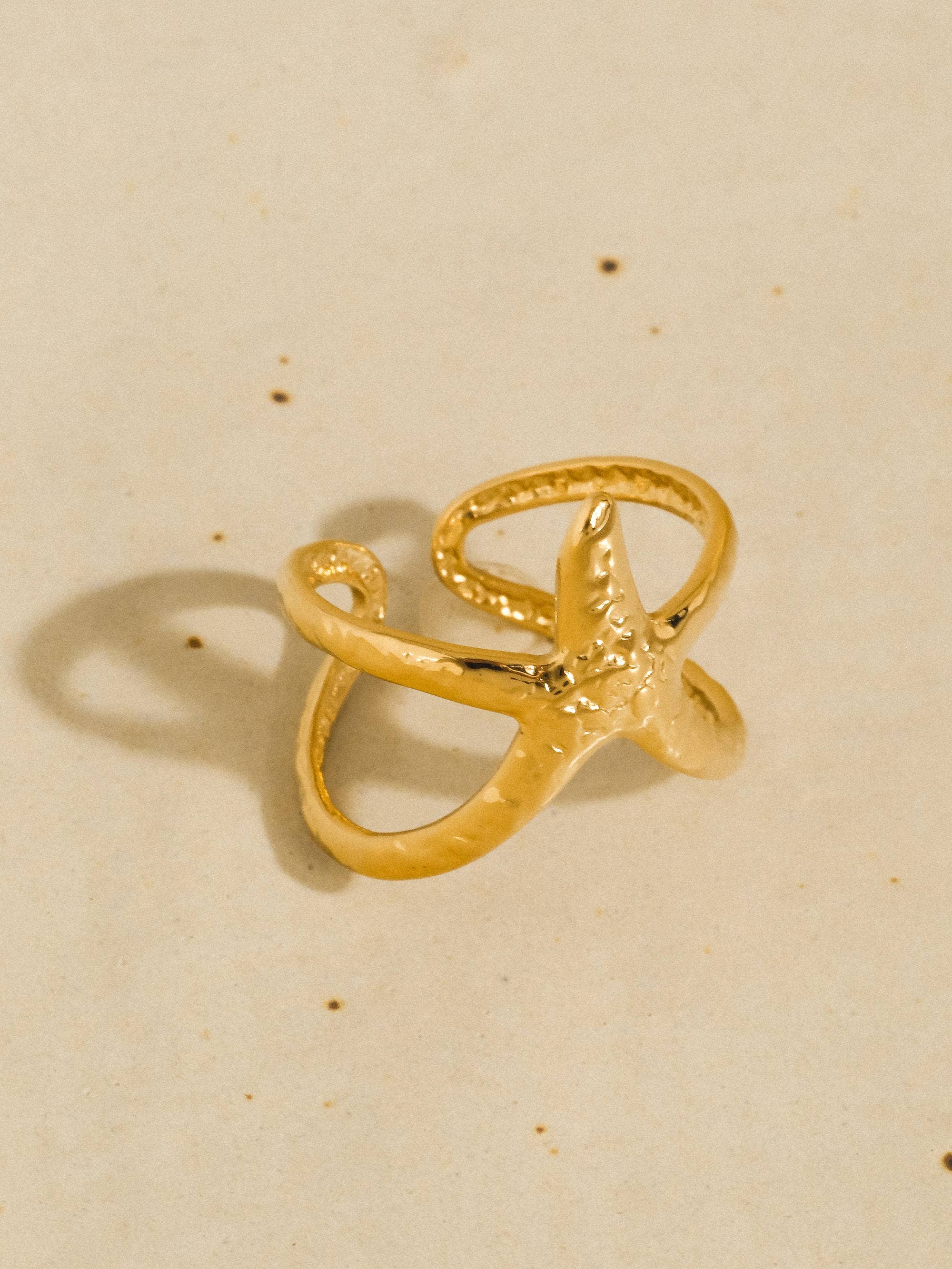 Maui 18K Gold Non-Tarnish Starfish Wrap Open Ring