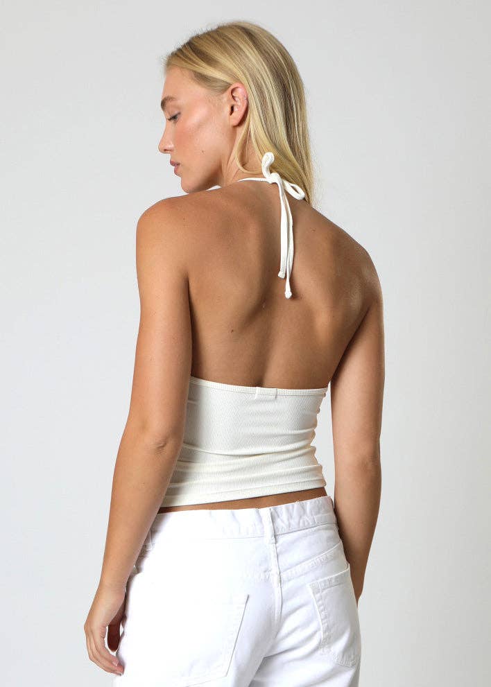 Hollywood Halter Top: Vintage White