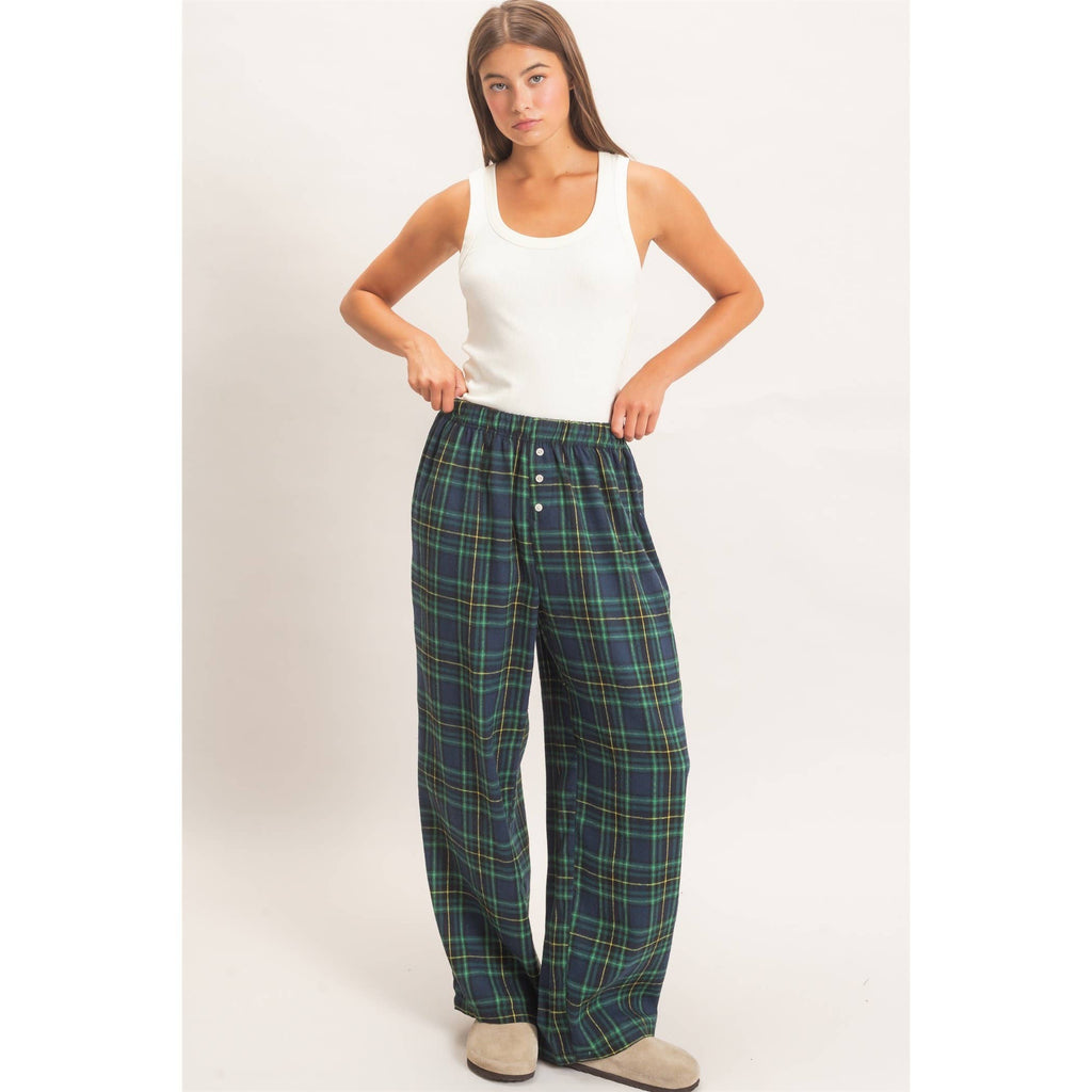 Plaid Wide-Leg Pants