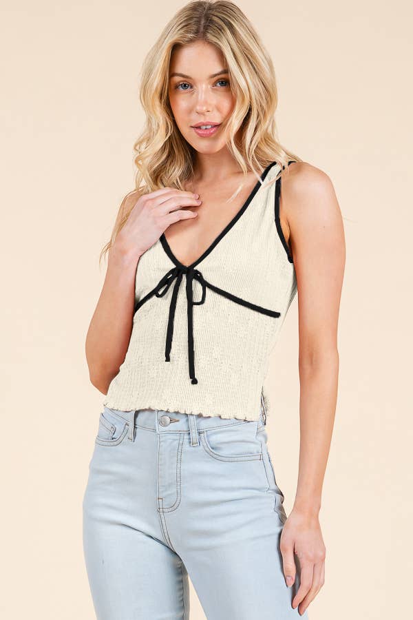 Lace tank: Soft vanilla & Black