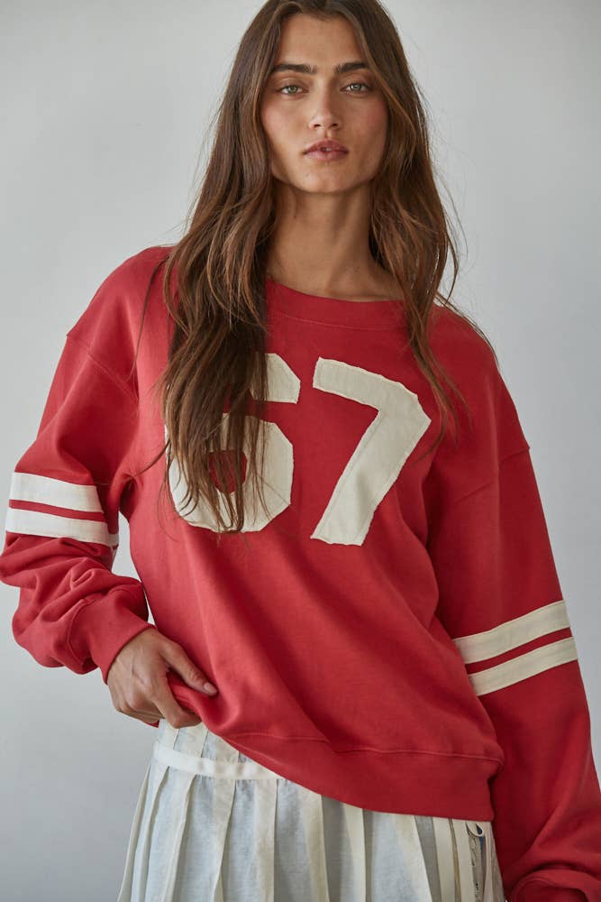 L8598T | Knit Cotton French Terry Crew Neck Pullover