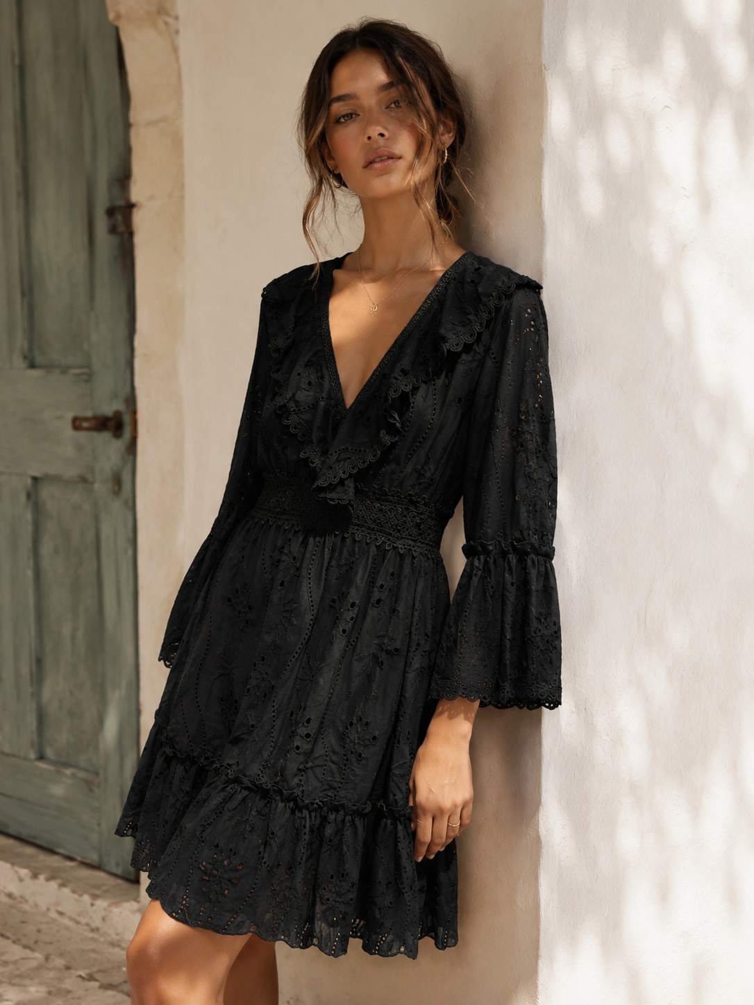 Paris Lace tunic dress: White